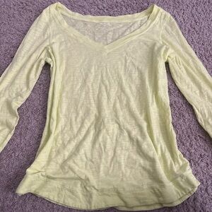 Bright Yellow V-Neck Long Sleeve Top